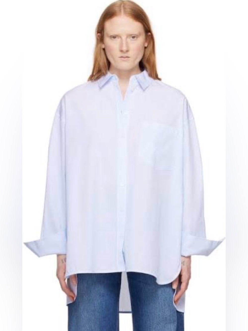 Anine Bing Oversized Light Blue Cotton Button-Down Shirt
